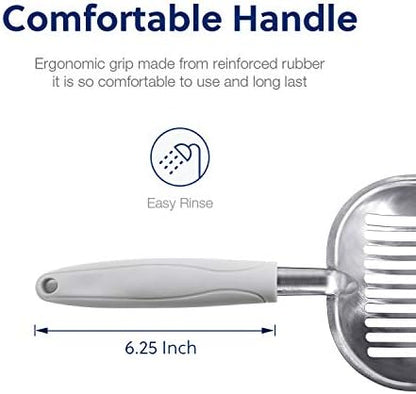 WePet Cat Litter Scoop, Aluminum Alloy Sifter, Kitty Metal Scooper, Deep Shovel, Long Handle, Poop Sifting, Kitten Pooper Lifter, Durable, Heavy Duty, for Litter Box - Image 3