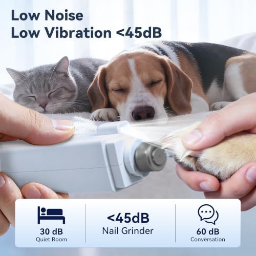 2-in-1 Quiet Electric Pet Nail Clipper & Grinder with Light for Dogs Cats (Blue) Dual LED Lights,3-Speed Grinder,Nail Clipping Splash Guard,Type-C Rechargeable,Quiet Design for Anxious Dogs & Cats - Image 4