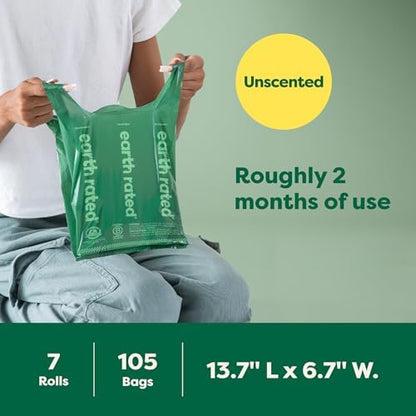 Earth Rated Dog Poop Bags for Dogs, 105 Easy Tie Handle Bags, Unscented - Image 6