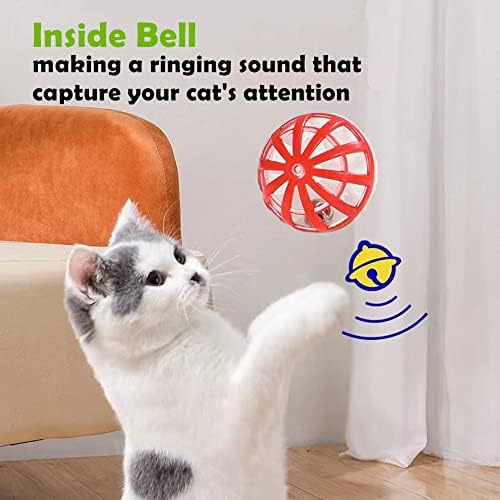 Cat Jingle Balls Toys 10Pcs 6 Styles for Indoor Cats - Plastic Lattice Cat Balls with Bells Kitten Rattle Toy, Gift Box and 1.5" - Image 4