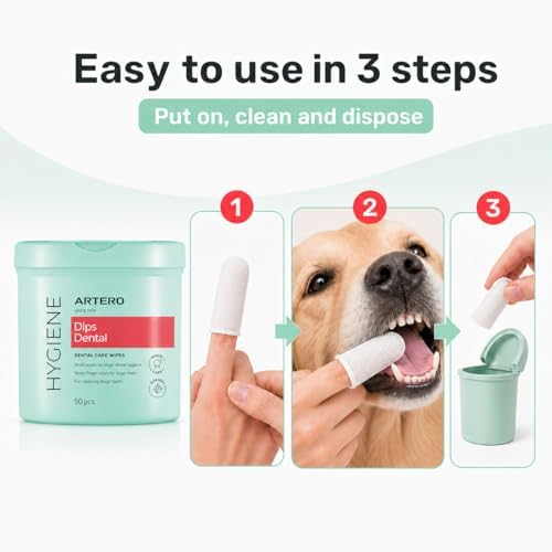 ARTERO Disposable Teeth Cleaning Wipes for Dogs and Cats - 50 Wipes - Image 3