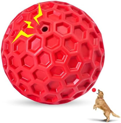Indestructible Squeaky Dog Ball for Aggressive Chewers, Rubber Interactive Dog Toy for Teething, Relieving Anxiety. Chew Toy for Large, Medium Breeds, Outdoor & Indoor Ball. by CHEODIN
