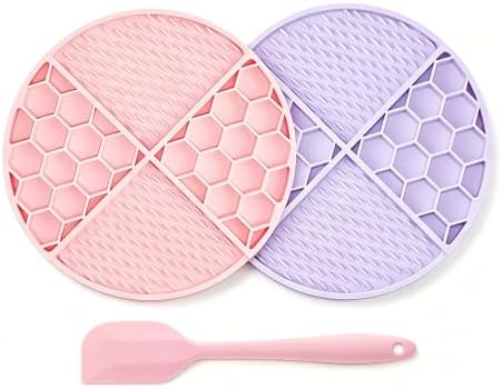 2 Pack Round Honeycomb Lick Mat for Dogs&Cats with 61 Suction Cups by Wfciosdv