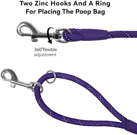 Long Dog Training Leash，Heavy Duty Reflective Rope Lead for Small Medium Large Dogs ，6FT 10FT 15FT 30FT 50FT for Training, Walking, Backyard, Camping (Purple, 15FT) - Image 4
