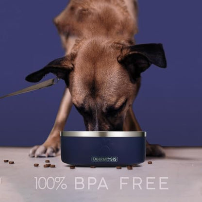 FAHRMOSIS 32 Oz Dog Bowl with Slow Feeder Insert Stainless Steel Pet Water Bowl for Medium & Large Breed Non Slip Rubber Base & Plastic Puzzle Feeder - Navy Blue - Image 5