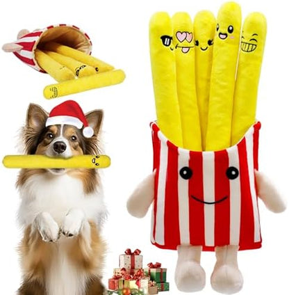 YZHDUXIU Dog Squeak Toys 5 Pack Christmas French Fry Plush Chew Small Dogs by Yzhduxiu