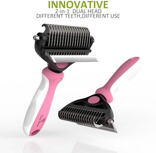 Spring Blossoms-2 in 1 Professional Grooming Rake for Cats & Dogs-Dematting Comb for Easy Mats & Tangles Removing,Pet Brush Safe No More Nasty Shedding and Flying Hair (Purple) - Image 4