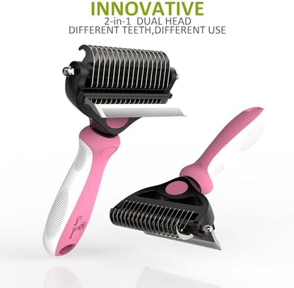 Spring Blossoms-2 in 1 Professional Grooming Rake for Cats & Dogs-Dematting Comb for Easy Mats & Tangles Removing,Pet Brush Safe No More Nasty Shedding and Flying Hair (Purple) - Image 4