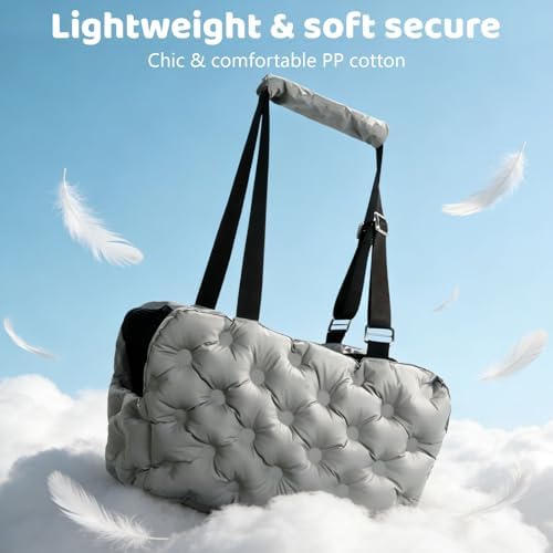 Dog Purse Carrier for Small Dog Cats, Soft Quilted Puppy Carrier Soft-Sided Carriers Bag, Luxury Stylish Small Dog Cat Travel Tote for Pets Up to 11 lbs (Grey, 15.7" L x 7.9" W x 7.1" H) - Image 5