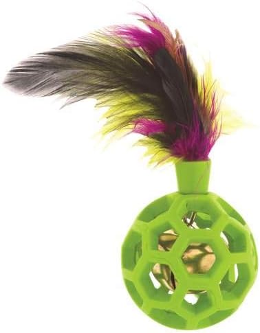 JW Pet Cataction Feather Ball with Bell, Cat Toy, Green, 1 Count (Pack of 1) (71059) - Image 3