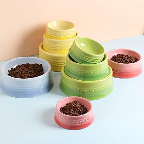 Sweejar Gradient Dog Bowl, Ceramic Dog Food Dish for Puppy and Kitten, Porcelain Pet Bowl for Food and Water 8 oz (Gradient Pink) - Image 4