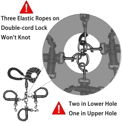 3 Dog Leash No Tangle, Heavy Duty Multiple Dog Lead Shock Absorbing Bungee with Padded Handle Removable Pet Traction Walking Rope for Medium Large Dogs (25-180 Lbs) - Image 2