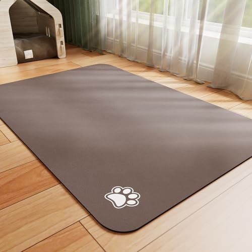 HotLive Dog Food Mat - Absorbent Cat Mat for Food and Water, No Stains Pet Feeding Bowl Mat, Easy to Clean Pet Placemats, Quick Dry Dog Water Dispenser Mat for Messy Drinkers | Paw Brown 12"x 19" by HotLive