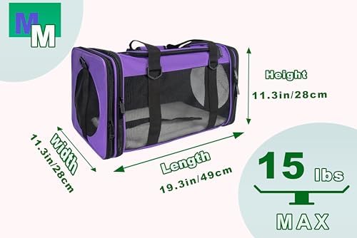 Soft-Sided Pet Carrier for Cats Small Dogs of 15 Lbs Medium Purple - Image 4