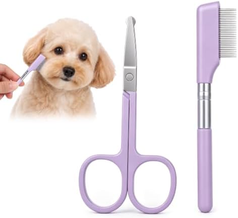 Dog Eye Comb Face Comb and Pet Grooming Scissor with Round Tip by Prasacco