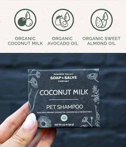 Chagrin Valley Soap & Salve Organic Natural Dog & Pet Shampoo – Unscented & Moisturizing for Dogs with Dry, Sensitive or Itchy Skin – Coconut Milk Conditions the Coat - 3.8 OZ Bar 3PK - Image 3