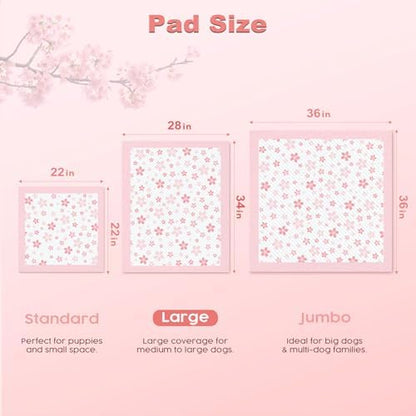 MIZOK Pink Puppy Pads with Adhesive Tabs Disposable No Leak XL 28x34in 40Ct - Image 5