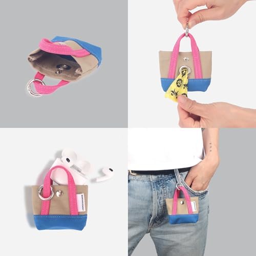 Dog Poop Bag Holder for Leash with 1 Waste Bag Roll, Canvas, Pink Handle - Image 6