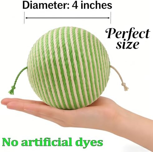 4-Inch Sisal Cat Toy Balls, Cat Toys for Indoor Cats, With Crinkle Sound - Image 2