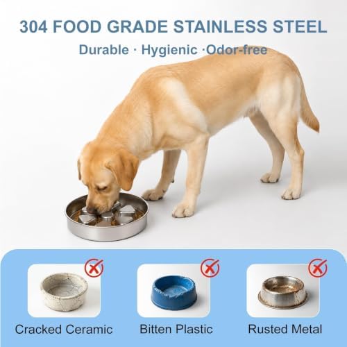Kactoily Stainless Steel Slow Feeder Dog Bowl, 2.5-3 Cups Puzzle Maze Dish - Image 2