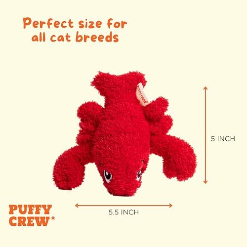 Interactive Catnip Cat Plush Toy, Ocean Theme, 5'', for All Breed Size Cats (Lobster) - Image 3
