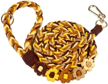 5FT Braided Cotton Rope Leash for Small, Medium and Large Dogs, Golden Harvest by Panda+Jianghu