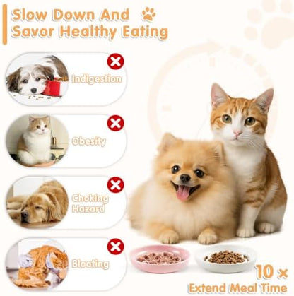 Cat Slow Feeder Bowl Set,2 Pcs Pastel Series Cat Plate for Dry and Wet Food - Image 3