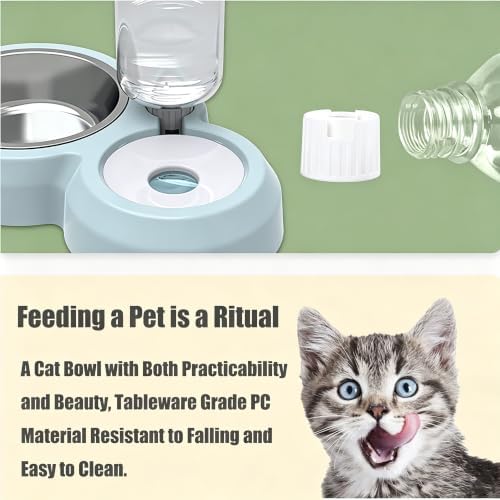 Double Dog Bowls, Cat Food & Water Bowl Set with Water Dispenser - Image 4
