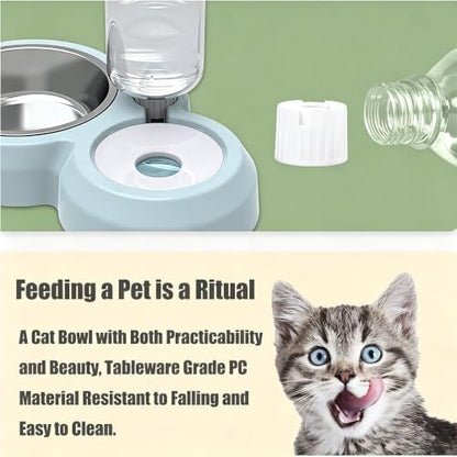 Double Dog Bowls, Cat Food & Water Bowl Set with Water Dispenser - Image 4