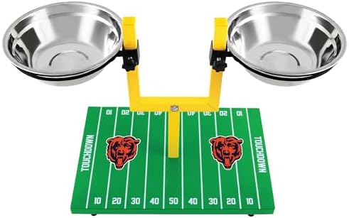 NFL Chicago Bears Goalpost Football Field Dog Feeder – Adjustable Elevated Dog Bowls with Stand, 2 Stainless Steel Bowls, Non-Slip Rubber Feet, Raised Pet Feeder for Large & Small Dogs, Cats. - Image 5