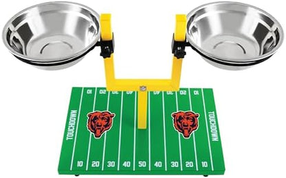 NFL Chicago Bears Goalpost Football Field Dog Feeder – Adjustable Elevated Dog Bowls with Stand, 2 Stainless Steel Bowls, Non-Slip Rubber Feet, Raised Pet Feeder for Large & Small Dogs, Cats. - Image 5