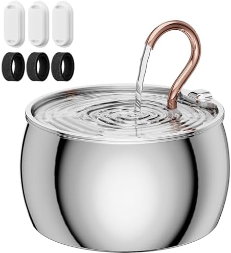 2.5L/84oz Gooseneck Cat Water Fountain Stainless Steel Ultra-Quiet by WEPOIUCatFountain