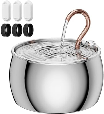 2.5L/84oz Gooseneck Cat Water Fountain Stainless Steel Ultra-Quiet by WEPOIUCatFountain