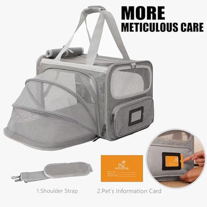 Cat Carriers Soft Stylish Small Dogs Puppy Pets Bag,Sturdy,Ventilated,Airline Approved,Expandable,Rabbit Cage Small Animals Travel Outdoor Carry Kennel Gray Color - Image 4