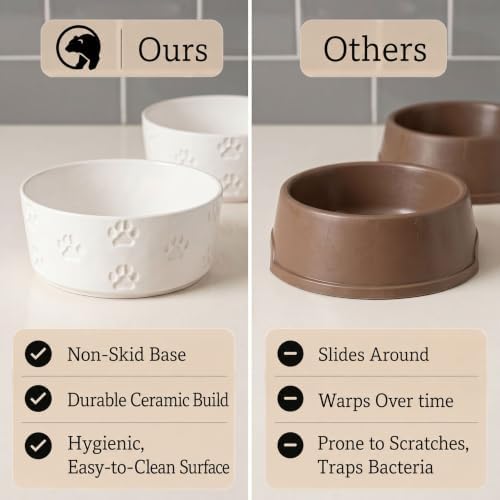 Ceramic Dog Bowl Set of 2 w/ Anti-Skid Base 6.5"W x 2.5"H, 3.8 Cup Capacity - Image 5
