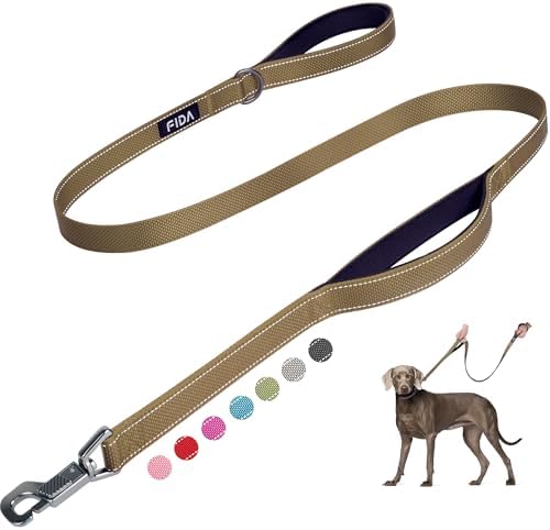Fida Heavy Duty Dog Leash for Medium Large Dogs, 5 FT, Dual Padded Handles by Fida