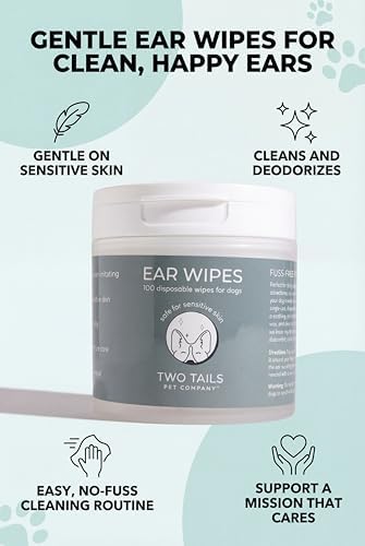 Two Tails Dog Ear Wipes, Gentle Cleaner, 100 Disposable Wipes - Image 5