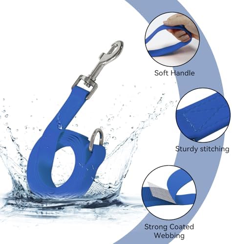 Waterproof Dog Leash, 5/6 FT Durable Odor-Proof Dog Leashes with Strong Metal Hooks Fits Small Medium or Large Dogs (Blue, 5FT - 3/4 inch Width) - Image 2