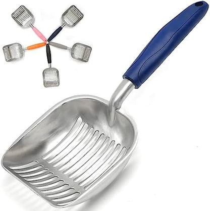 Cat Litter Scoop, Kitty Metal Scooper, Aluminum Alloy Sifter, Kitten Pooper Lifter, Deep Shovel, Long Handle, Poop Sifting, Durable, Heavy Duty, for Litter Box by Frxat