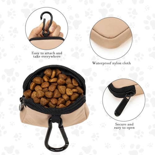 Dog Treat Pouch Pocket Sized Pet Puppy Training Pouch for Dog Training Behavior Aids, Waterproof Nylon Fabric Dog Poop Bag Holder, Hands Free Dog Walking Bag with Metal Carabiner (Coffee) - Image 2