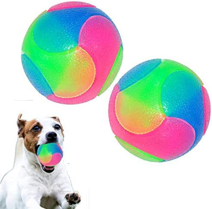 2 pcs Large Light Up Dog Balls Flashing Elastic Ball Bouncy Glow in The Dark Interactive Jumping Blinking Dog Ball Pet Toys for Golden Retriever,Labrador,Large Dogs by FineInno