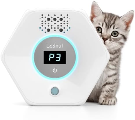 Cat Litter Deodorizer - Ozone & Negative Ion Odor Remover with Sensor Monitor, Cat Odor Eliminator,Safe Air Purifier for Pets(Pearl White) by Ladnut