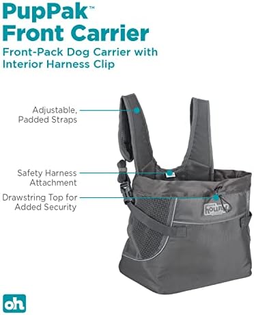 Outward Hound PupPak Dog Front Carrier, Grey, Medium, 12.5" x 9" x 14" - Image 2