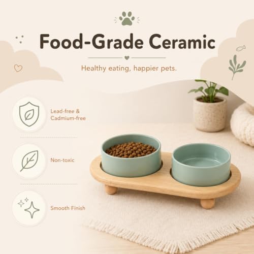 Havniva Raised Cat Bowl 5.1” Elevated Ceramic Cat Food and Water Bowl Set - Image 4