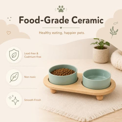 Havniva Raised Cat Bowl 5.1” Elevated Ceramic Cat Food and Water Bowl Set - Image 4