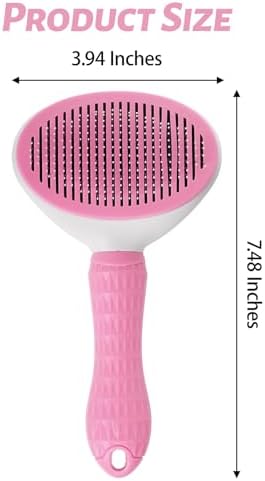 1Pc Cat Hair Brush Pet Grooming Tool Skin Friendly Deshedding Brush Self Cleaning Slicker Brush with Release Button for Dogs and Cats Easy Clean Pink 7.48 x 3.94 in - Image 2