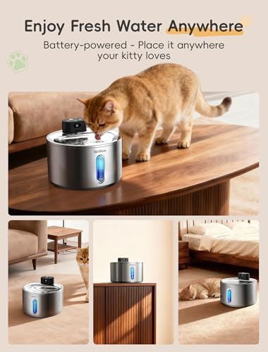 Stainless Steel Cat Water Fountain, Cordless Fountain for Cat & Dogs Indoor - Image 2