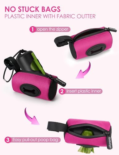Gobeigo 2-in-1 Dog Poop Bag Holder【Easy Pull-Out Version】(Hot Pink) - Image 2