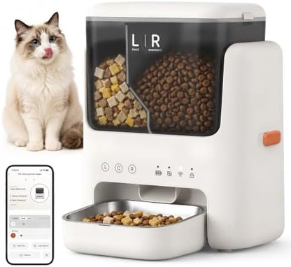 Automatic Cat Feeder, Dual Hopper for Meals & Treats, App Control by Vancpet