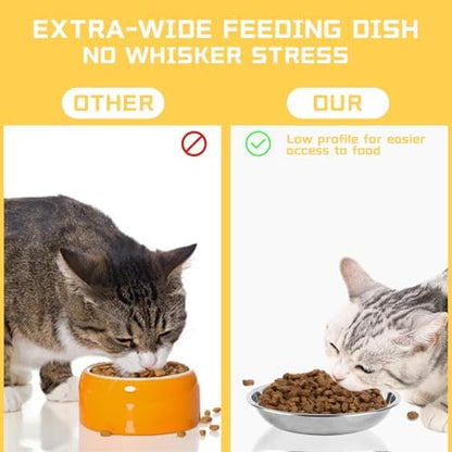 ZUFECY 2-Pack Cat Bowl Combo Set,7.1'' Stainless Steel Flat Plate & Deep Bowl, Dual-Purpose for Dry/Wet Food & Water Feeding​ - Image 5